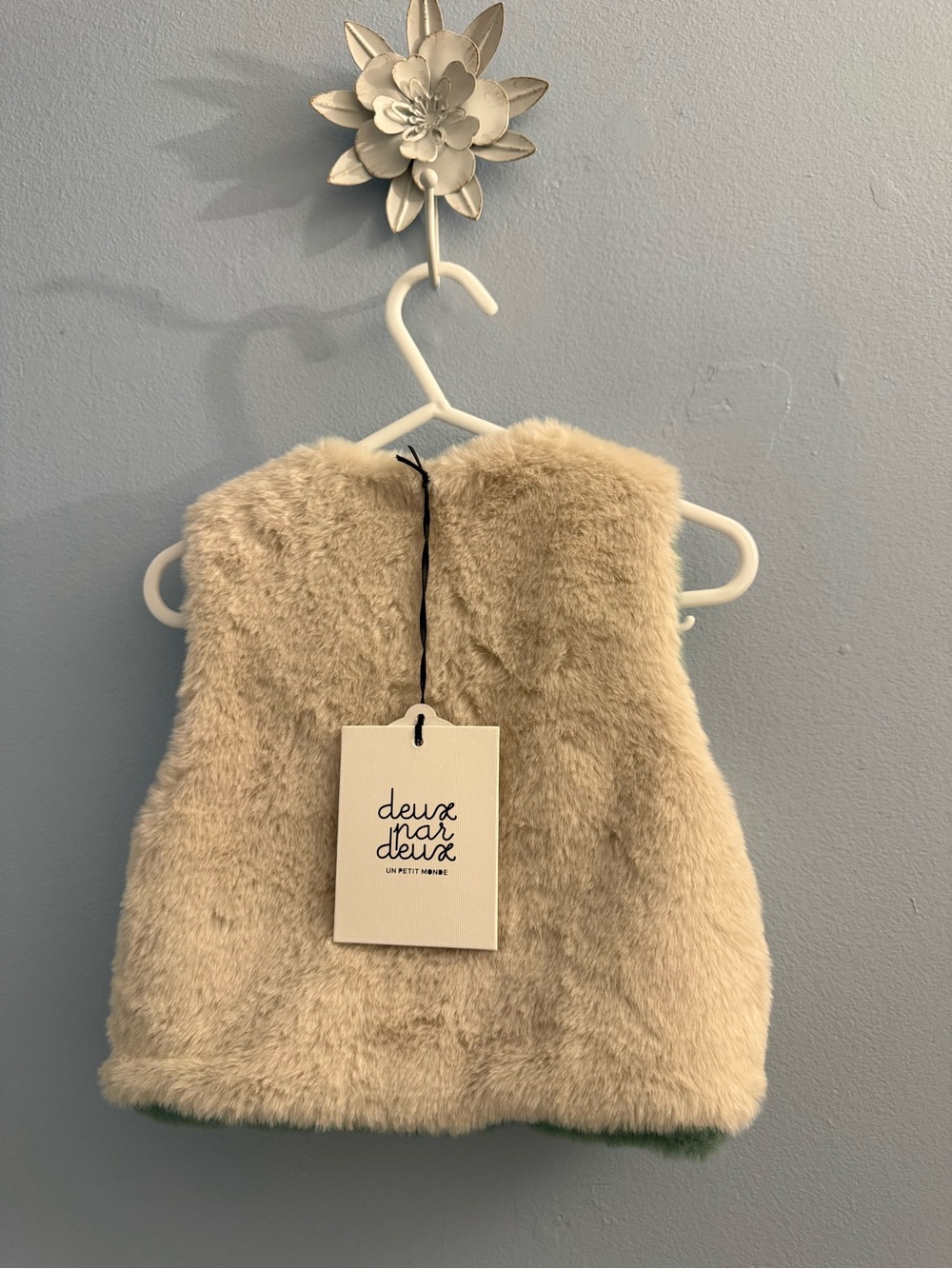 deux par deux Cream Faux-Fur Kids Vest